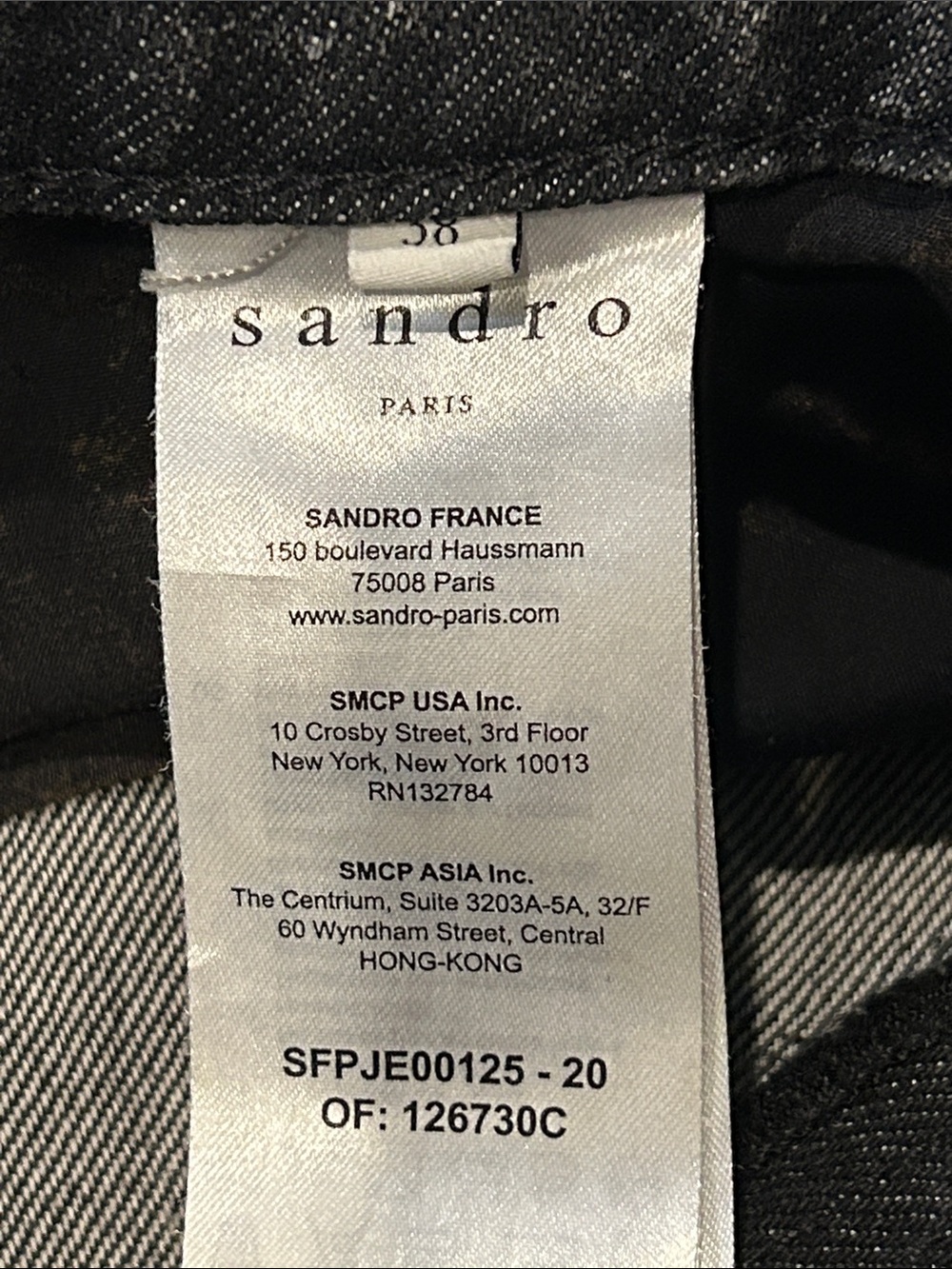 Sandro Fredd Black Acid Wash Jeans size 6 Studded Crystal Belt Straight Leg - Picture 7 of 14
